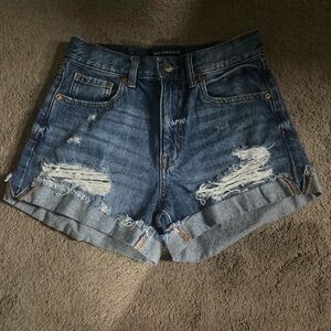Aeropostale Blue Jean Shorts Distressed High-Waisted